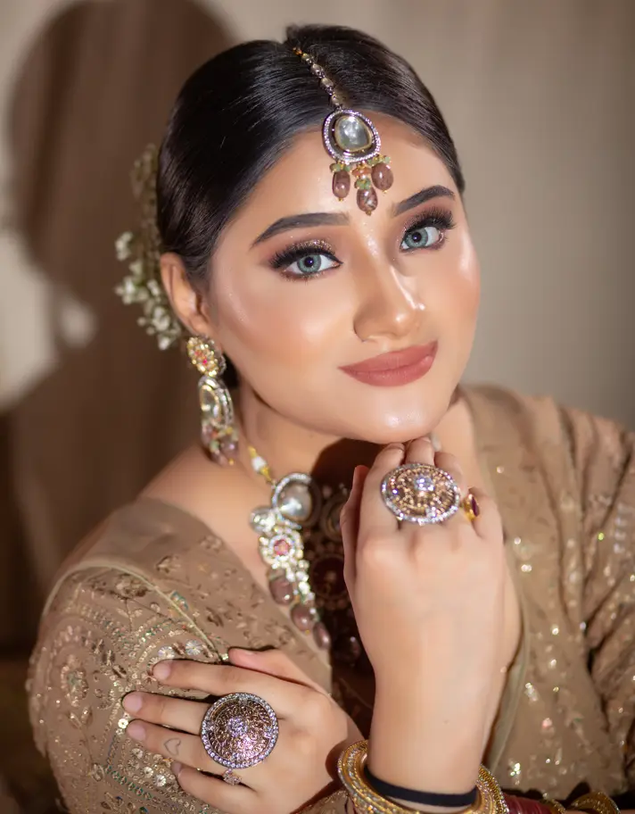 Eye makeup practice during a makeup course in Surat