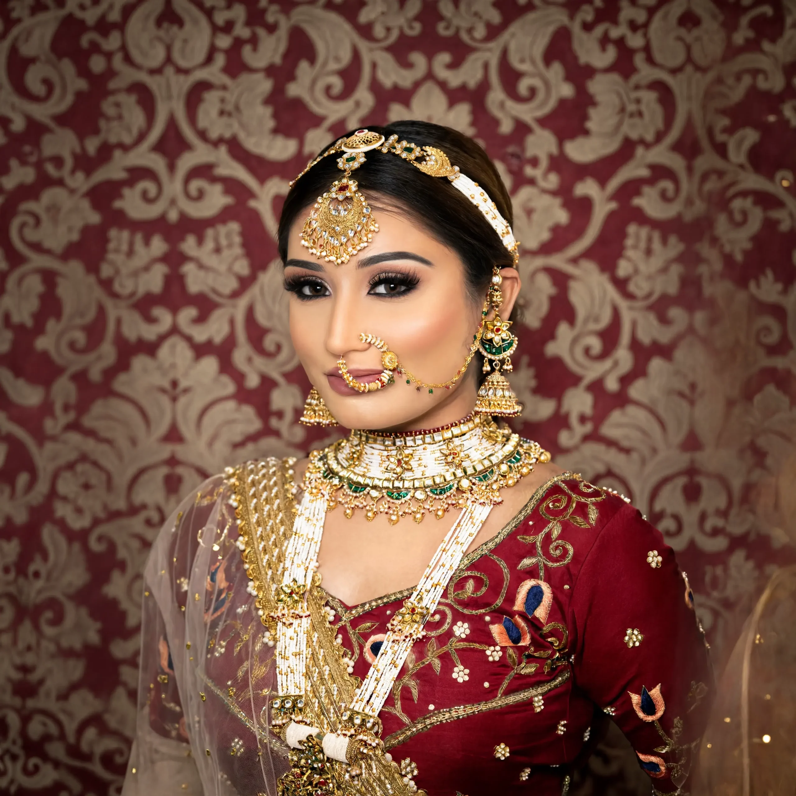 Three brides in completed bridal hair and makeup looks by Rush Salon in Surat